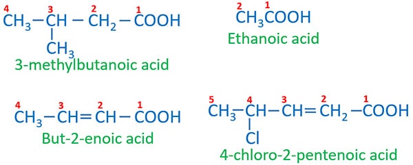 carboxylic acid iupac names